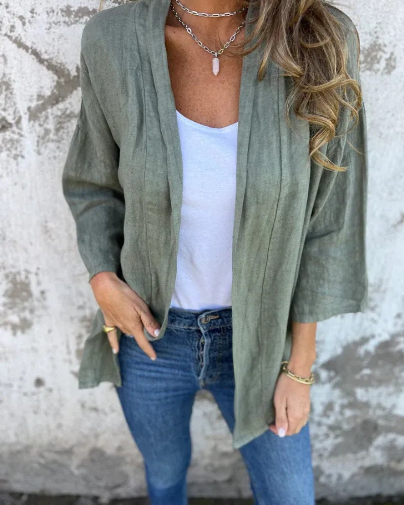 SERANE - COTTON AND LINEN THIN CARDIGAN