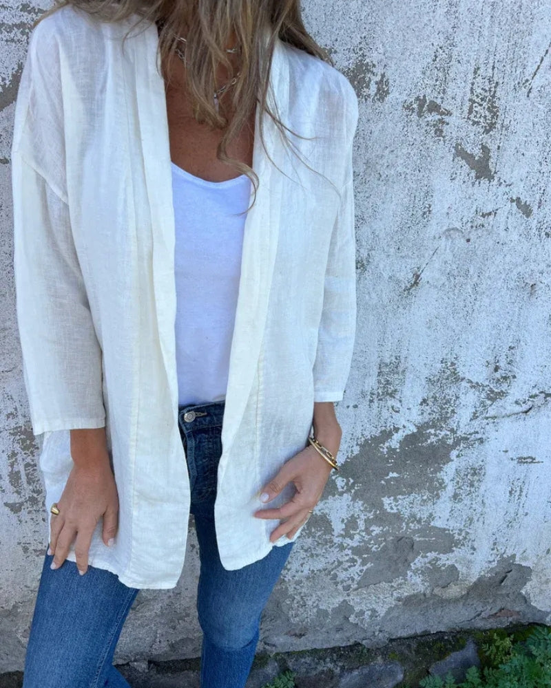 SERANE - COTTON AND LINEN THIN CARDIGAN