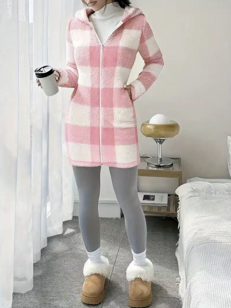 Cozy Plaid Hooded Coat